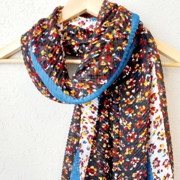 CEJON Beautiful Flowy Floral Multi color Accordion Pleated Scarf Head Wrap S… - Picture 1 of 7